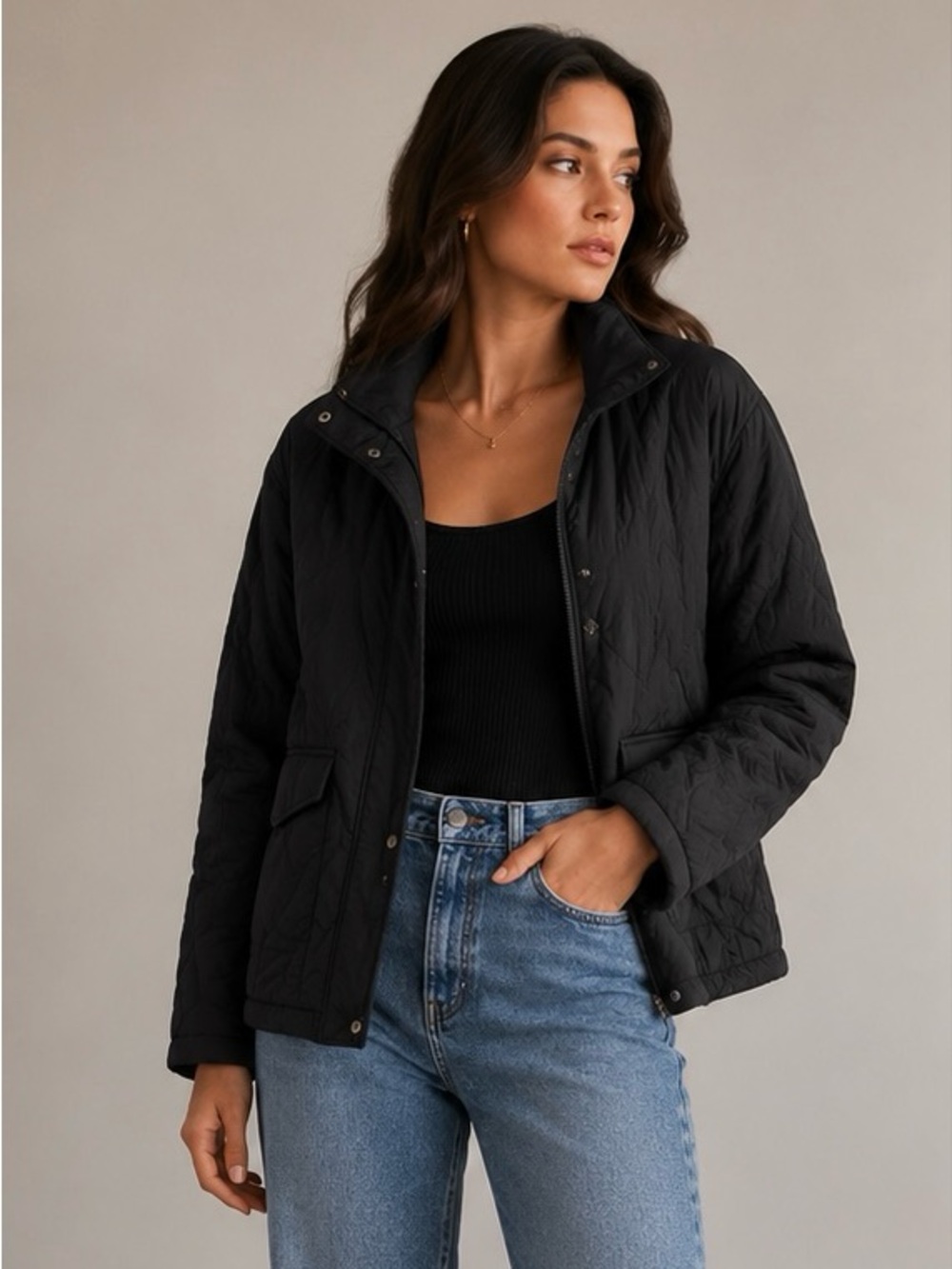Thread & Supply Lightweight Black Quilted Jacke